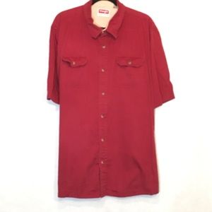 Wrangler Red Button Down Short Sleeve Cotton Shirt